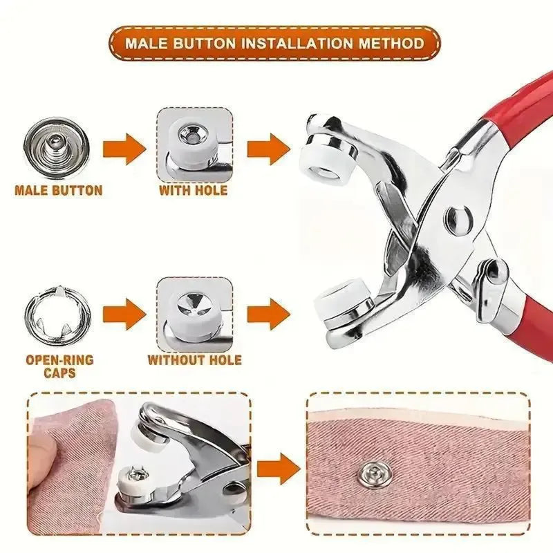 100pcs Invisible Colored Metal Buckle & Manual Pressure Pliers Kit