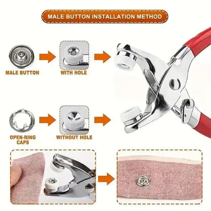 100pcs Invisible Colored Metal Buckle & Manual Pressure Pliers Kit