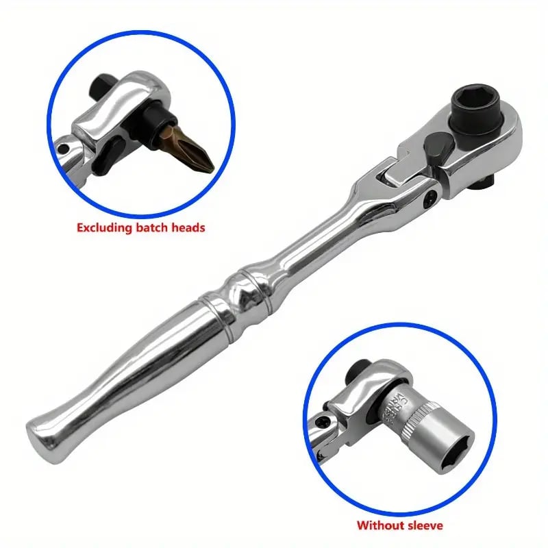 🔧 1/4' Flexible Head Ratchet Wrench | 72‑Tooth Compact Socket Spanner for Tight‑Space Repairs