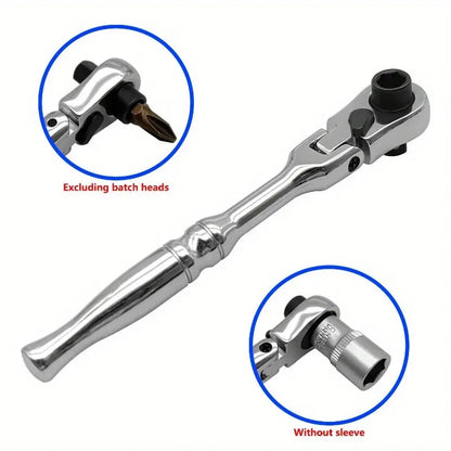 🔧 1/4' Flexible Head Ratchet Wrench | 72‑Tooth Compact Socket Spanner for Tight‑Space Repairs
