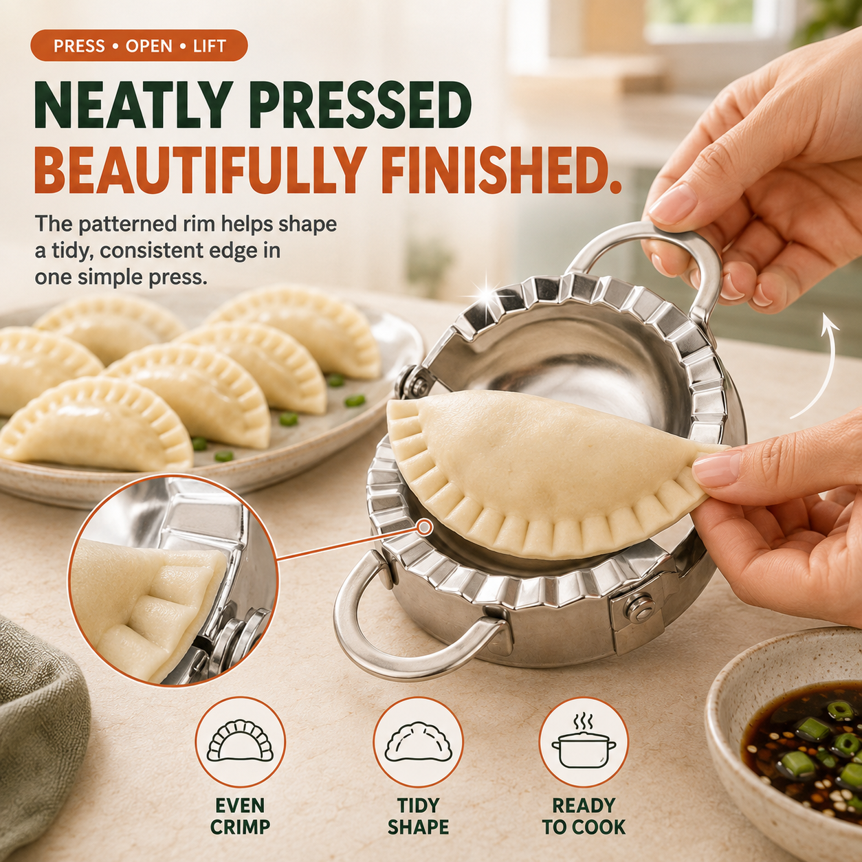 🥟 Stainless Steel Dumpling Maker & Dough Cutter Set – Roll, Fill, Press & Seal with Ease