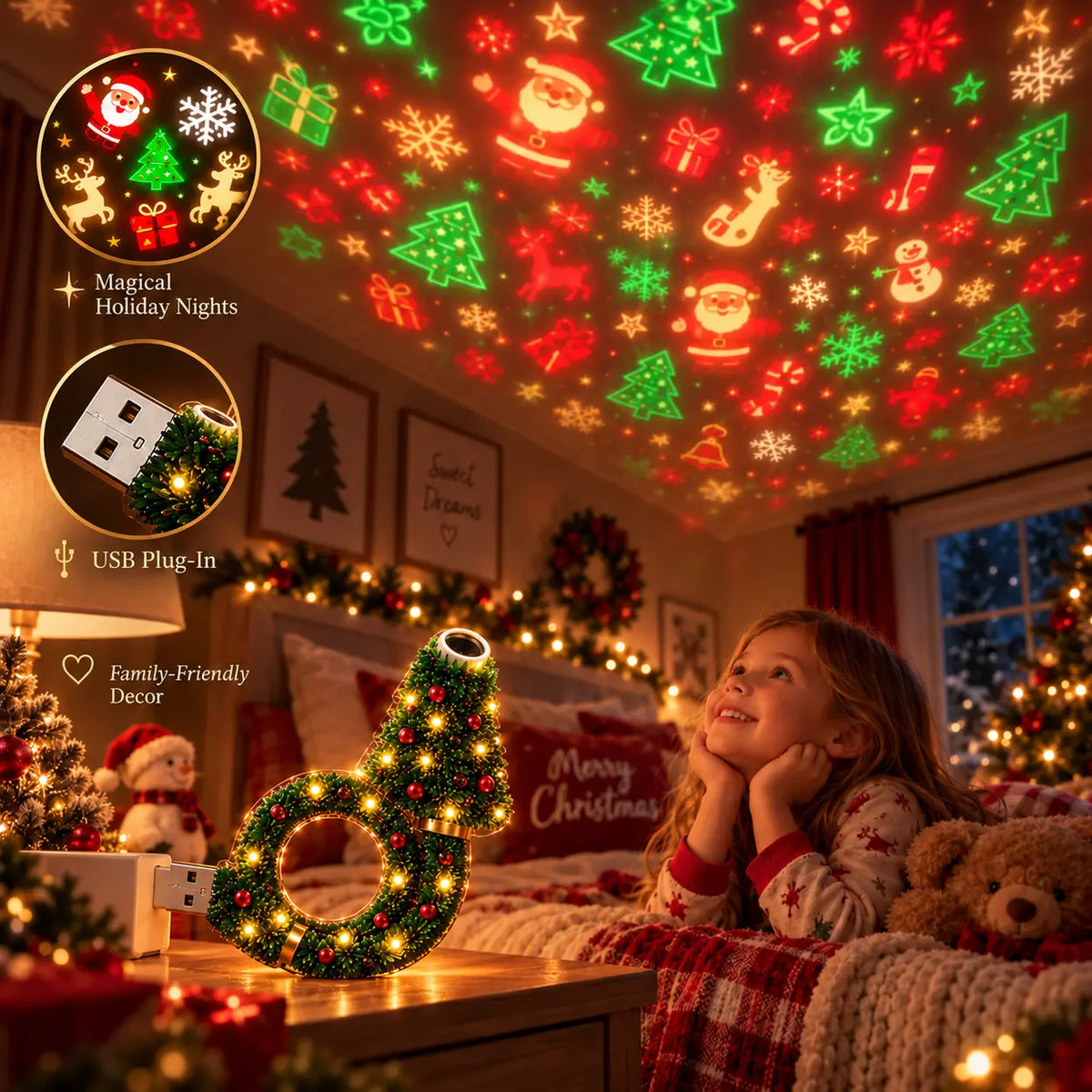 2026 New USB Plug-In Christmas Projector Night Light