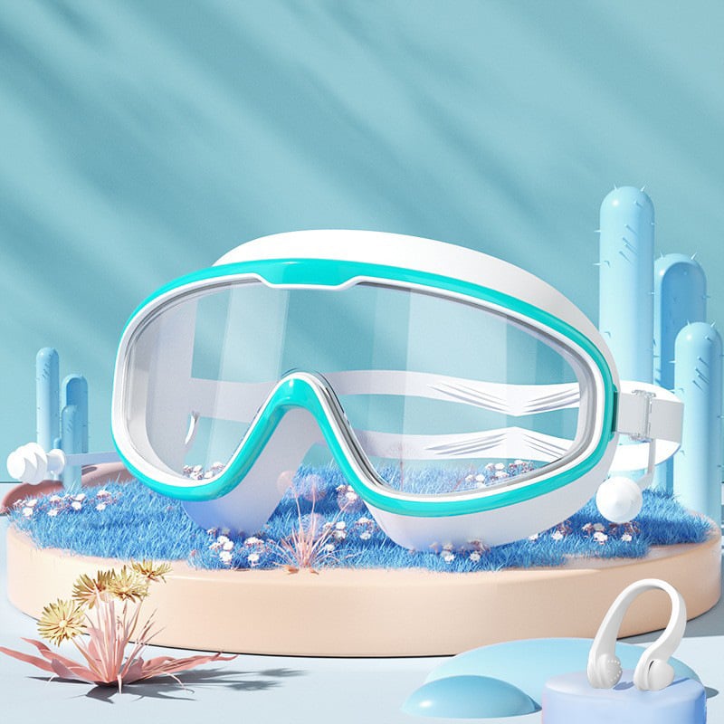 💥2026 New Arrival🎉-HD adult waterproof and anti-fog electroplated swimming goggles, swimming cap and nose clip set