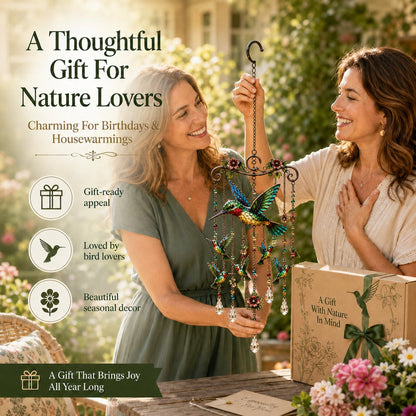 🐦🎐Last Day 49% OFF -🐦🎐 Bring Your Garden to Life! Graceful Hummingbird Wind Chime — Sparkling Suncatcher & Soothing Melodies