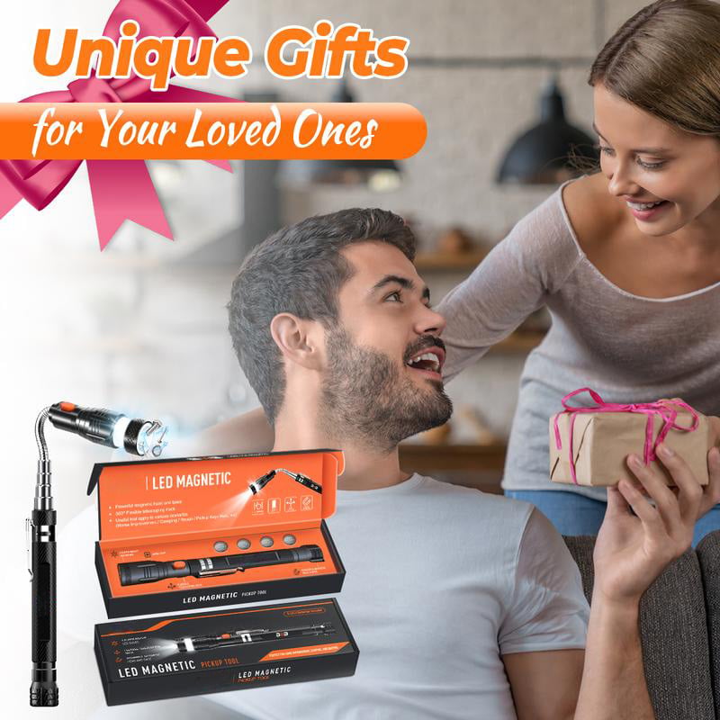 ✨Extendable Magnetic Pickup Tools - Telescoping Magnet with LED Flashlight Gifts for Men