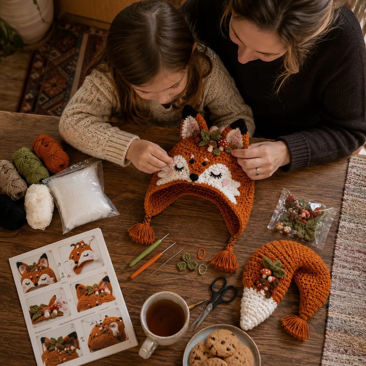 🐉🧶 Fantasy Hood Hat DIY Crochet Kit – Stitch Your Own Magical Character