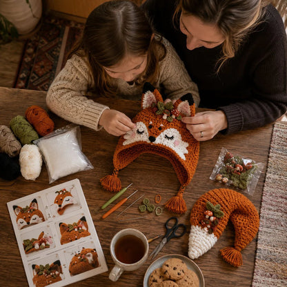 🐉🧶 Fantasy Hood Hat DIY Crochet Kit – Stitch Your Own Magical Character