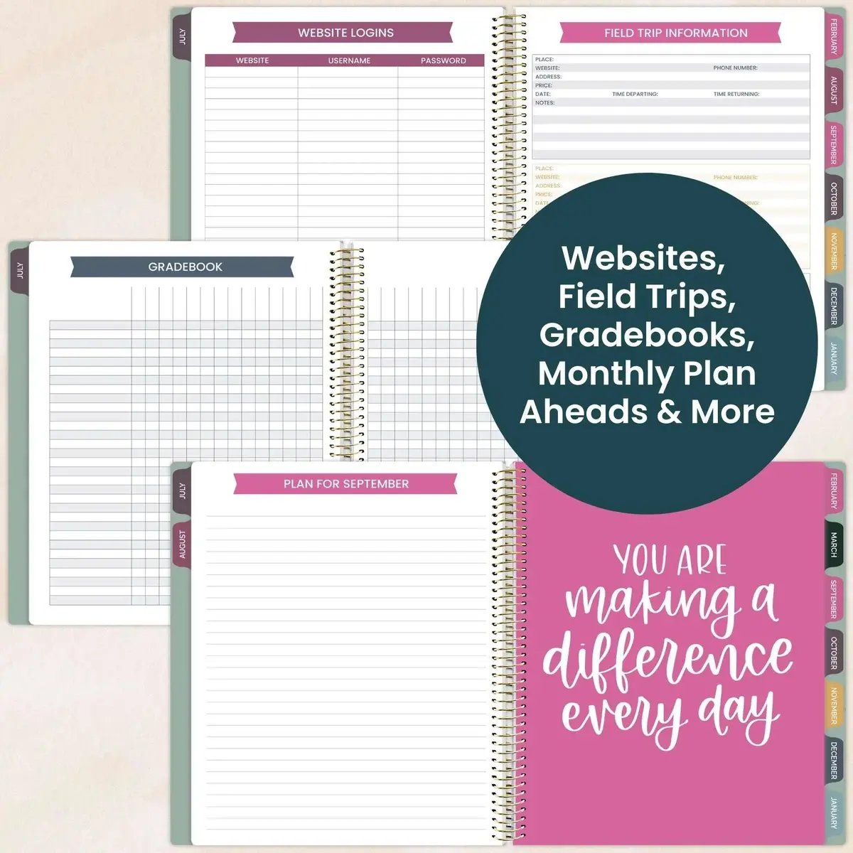 📚🧑‍🏫 2026-27 Teacher Planner | Interchangeable Cover (✨Hardcover)