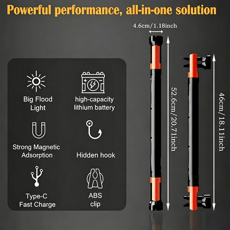 🛠️Rechargeable Magnetic LED Work Light with Built-in Battery - IP55 Waterproof & Shockproof, Clamp & Magnet Base