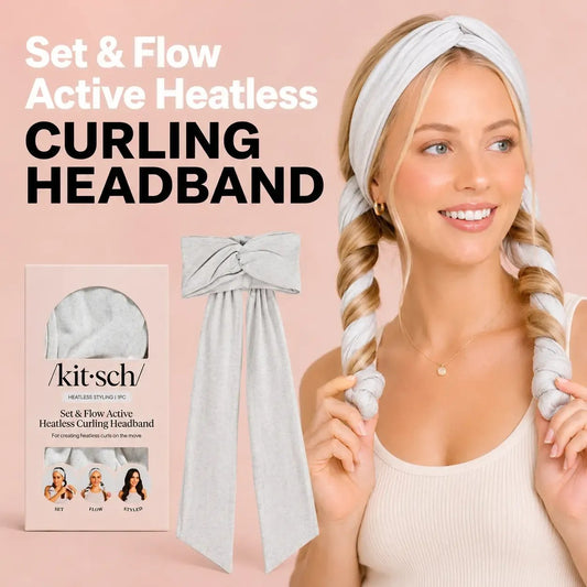 💆‍♀️Heather Gray Active Curling Headband – Heatless Hair Curler for Soft Waves & Curls