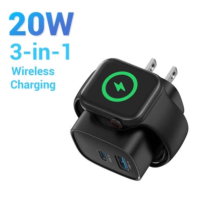 ⚡Hot Sales 49% OFF🔥 3-in-1 Magnetic Wireless Cordless PD USB-C Wall Charger Block - 20W Fast Charging, Includes Cable