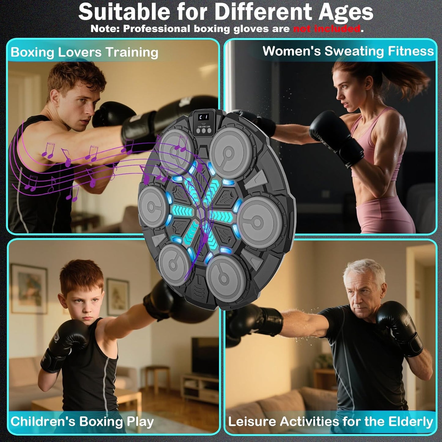Smart Music Boxing Training Machine with Boxing Gloves, Interactive Boxing Trainer, Universal for Adults & Kids