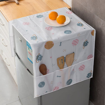 🌸 Waterproof Print Fridge Dust Cover with Storage Pockets, 3 Sizes for Fridge & Microwave