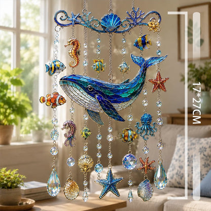 🔥HOT SALE🔥🐢Ocean Animal Acrylic Wind Chime—2D Turtle/Dolphin/Whale Style Hanging Ornament, Outdoor Garden Balcony Decor Handmade Gift