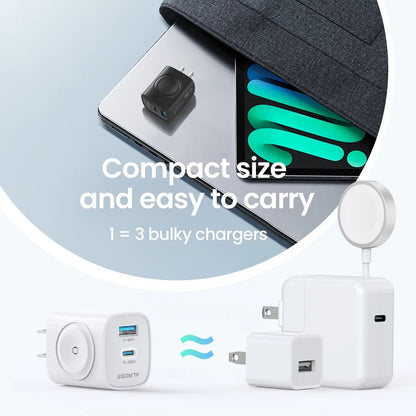 ⚡Hot Sales 49% OFF🔥 3-in-1 Magnetic Wireless Cordless PD USB-C Wall Charger Block - 20W Fast Charging, Includes Cable