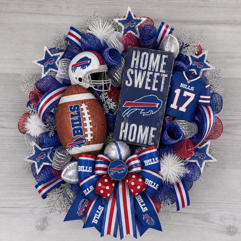 Football Team Handcrafted Wreath for Game-Day Front Door Decor