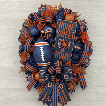 Football Team Handcrafted Wreath for Game-Day Front Door Decor