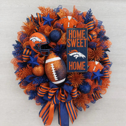 Football Team Handcrafted Wreath for Game-Day Front Door Decor