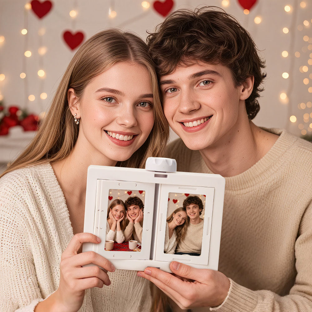 Personalized Rotating Photo Frame Carousel Custom Photo Desktop Photo Reel Flip & Spin Photo Box