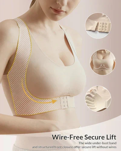 ✨50% OFF NOW! 👙 Front Closure Cross-Back Wireless Posture Bra – Ultra Push-Up, All-Day Comfort & Natural Lift for a Slimmer, Taller Silhouette 💖