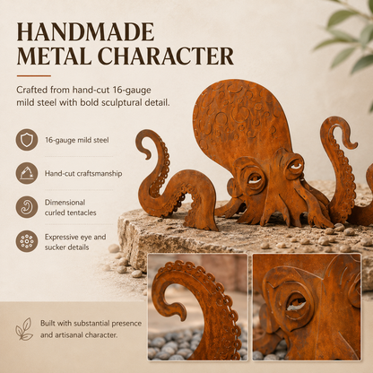 🔥Last Day 50% OFF🔥- 🐙Rust Patina Giant Squid Garden Sculpture
