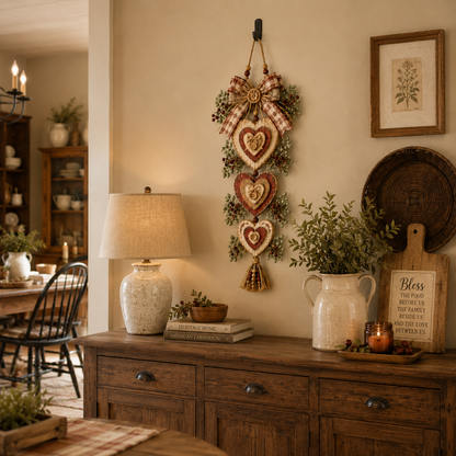 🍂🤎Vintage Farmhouse Layered Heart Wall Hanging