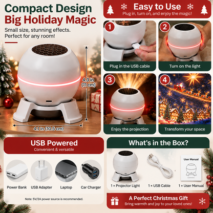 ✨ Christmas Projection Night Light – Turn Your Room Into a Holiday Wonderland
