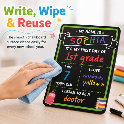 📸 Double-Sided First & Last Day Chalkboard Sign – Reusable School Photo Prop