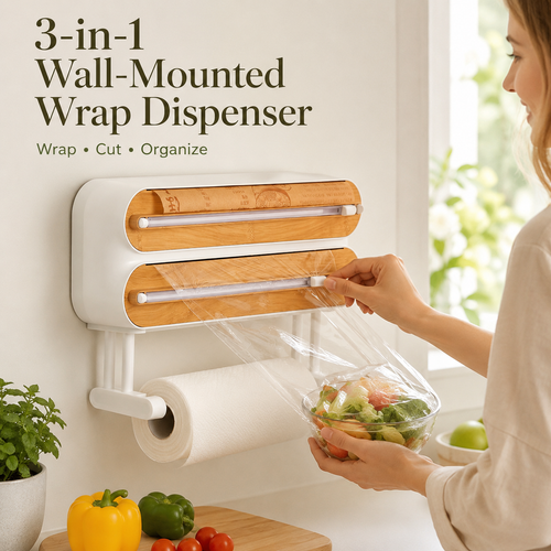 🔥 Hot Sale | Magnetic Plastic Wrap Dispenser with Cutter