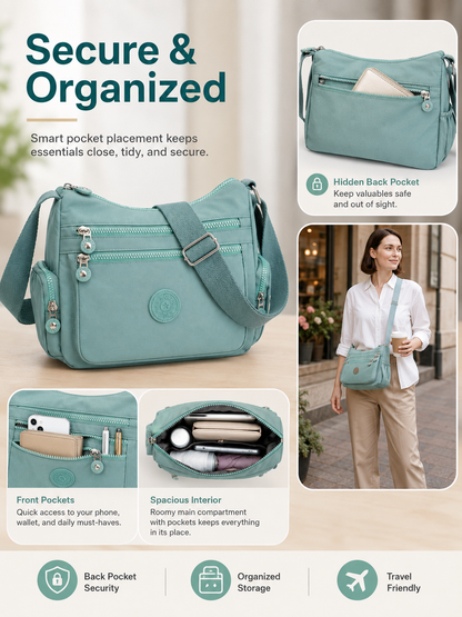 💖 Everyday Favorite Nylon Crossbody Bag with Multi-Pocket Storage