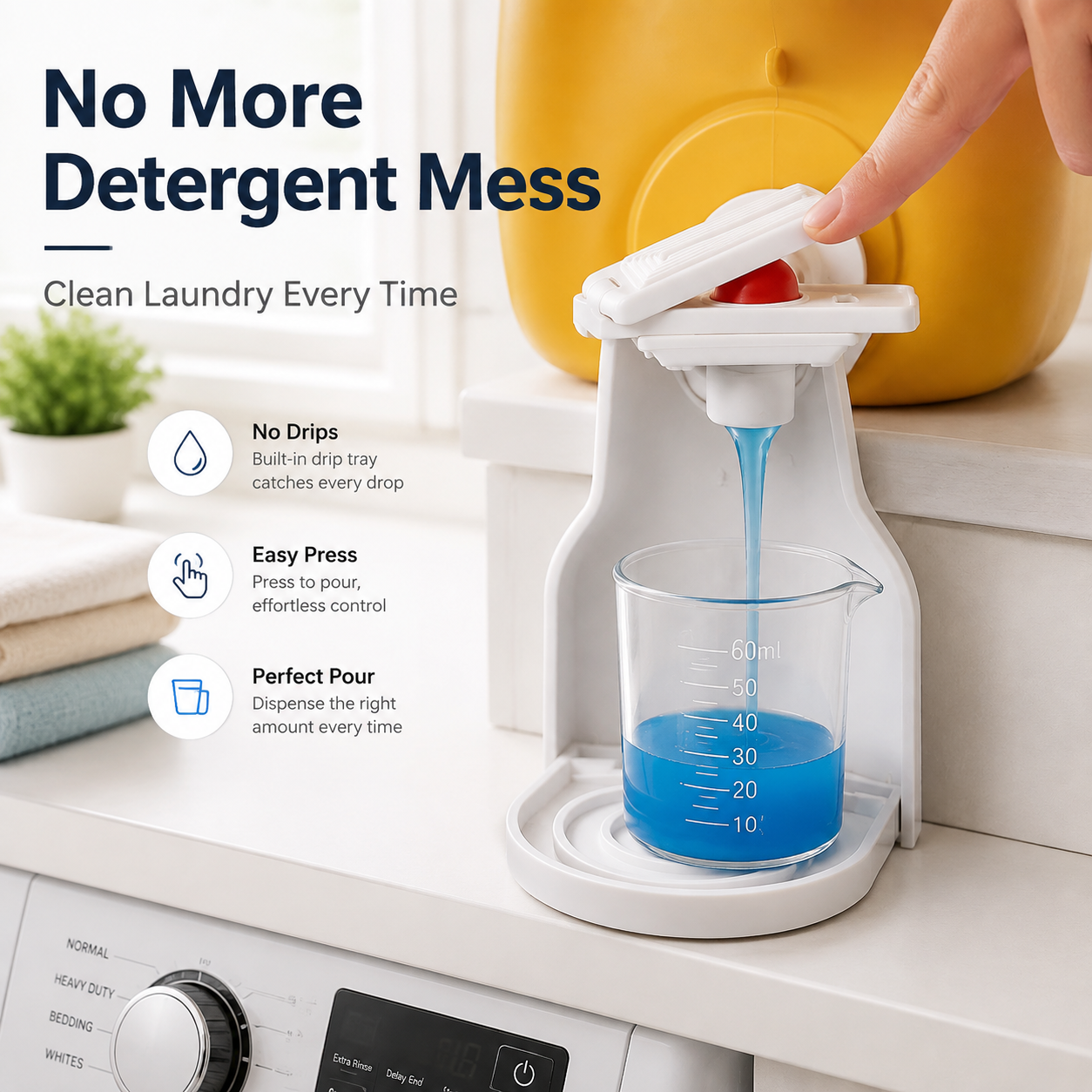 🧺 2 Sets No-Drip Laundry Detergent Dispenser Cup Holder & Drip Tray