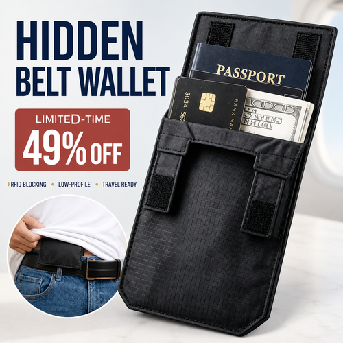 Hidden RFID-Blocking Travel Wallet