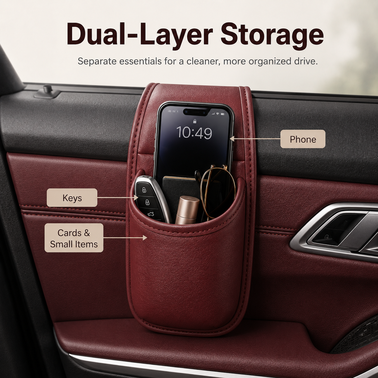 🧰Leather Double-Layer Car Door Storage Pocket