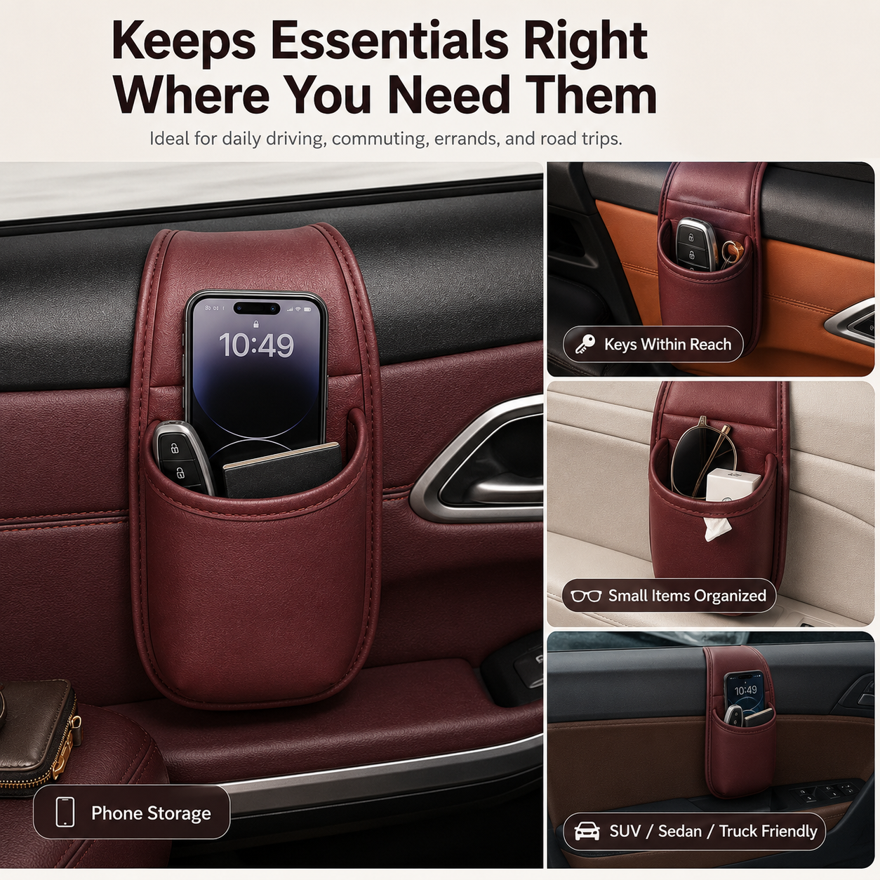 🧰Leather Double-Layer Car Door Storage Pocket