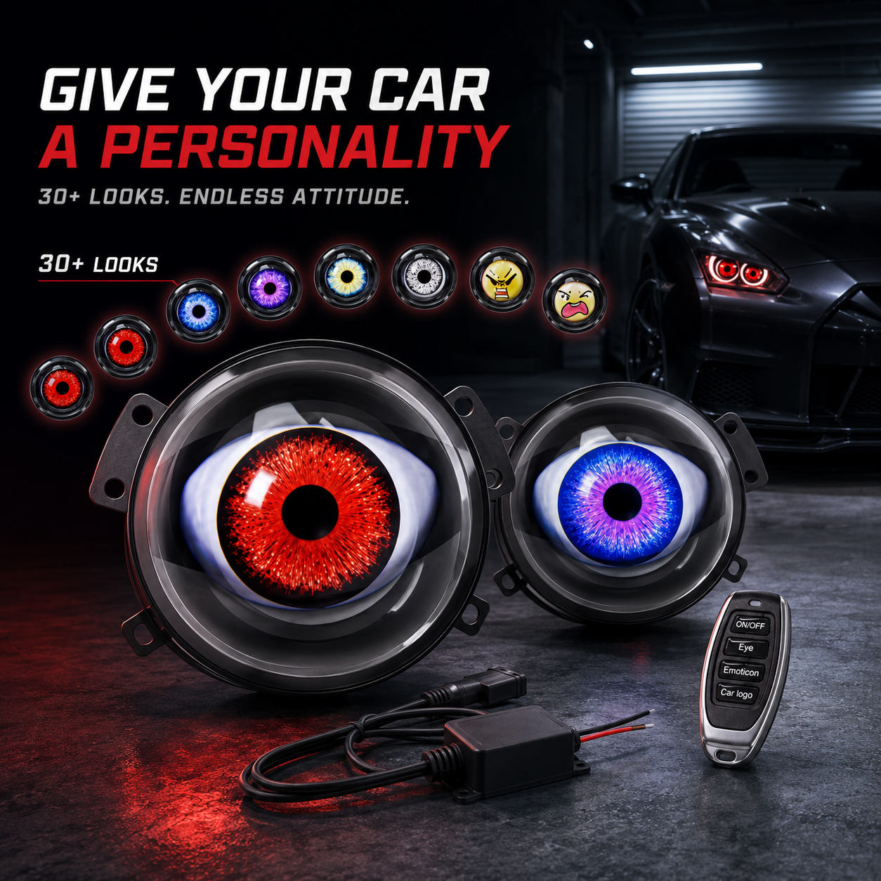 🔥 Limited Time 50% OFF😈ED Headlights with Animated Evil Eyes