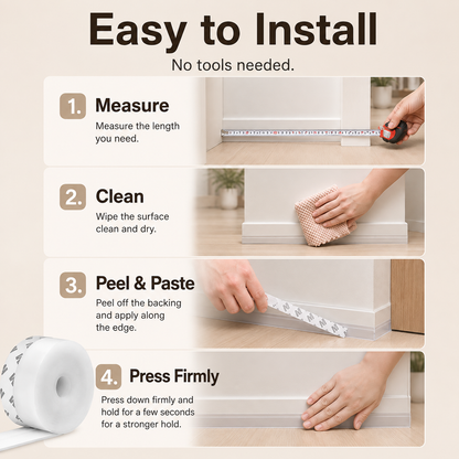 🚪 Adhesive Weather Stripping Tape , Draft Stopper for Doors & Windows, Shower Sealing