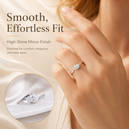💍  Marquise Moissanite Ring – Silver-Plated Solitaire Gift