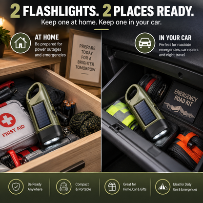 Solar Hand Crank Emergency Flashlights – USB-C Rechargeable Outdoor Lights