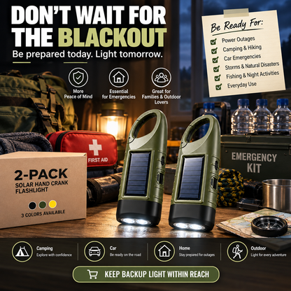 Solar Hand Crank Emergency Flashlights – USB-C Rechargeable Outdoor Lights