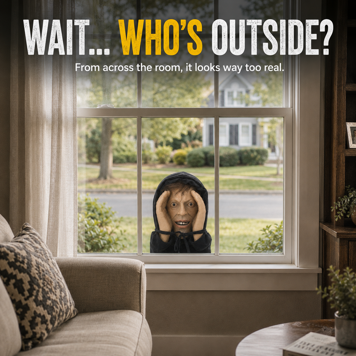 👻 👀Creepy Window Prank Mask – Realistic Halloween Scare Prop