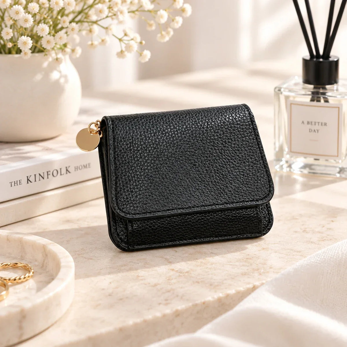 ✨Compact PU Leather Card Wallet with ID Window & Coin Pocket