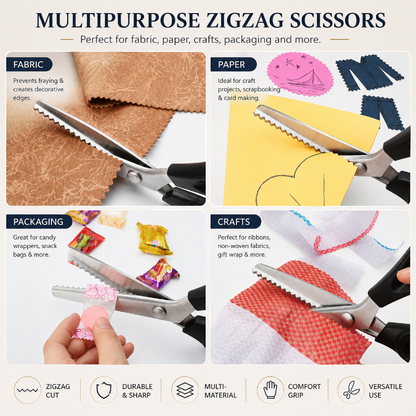 TYIIPLUS™ Stainless Steel Pinking Shears – 9.1' Zig Zag Fabric Scissors for Sewing, Quilting, Dressmaking & DIY Crafts