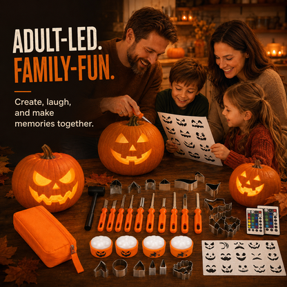 🎃 36-Piece Pumpkin Carving Kit with 16-Color LED Lights