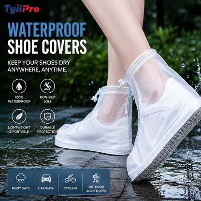 Waterproof Shoe Covers with Zipper & Adjustable Drawstring