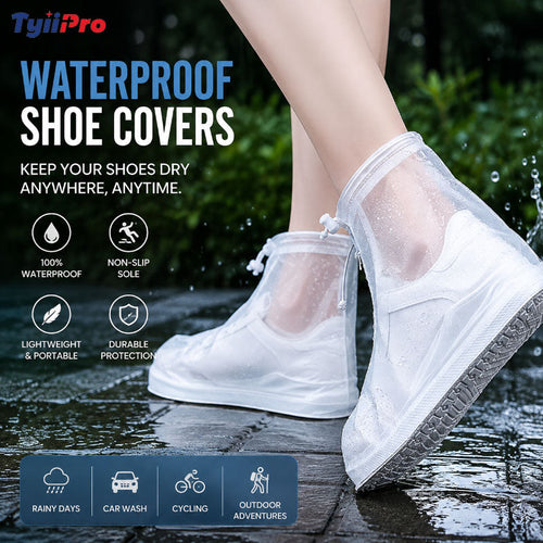 Waterproof Shoe Covers with Zipper & Adjustable Drawstring
