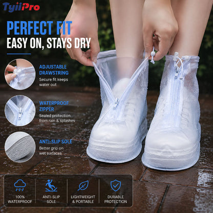 Waterproof Shoe Covers with Zipper & Adjustable Drawstring