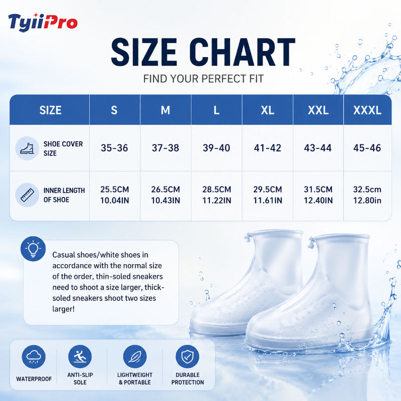 Waterproof Shoe Covers with Zipper & Adjustable Drawstring