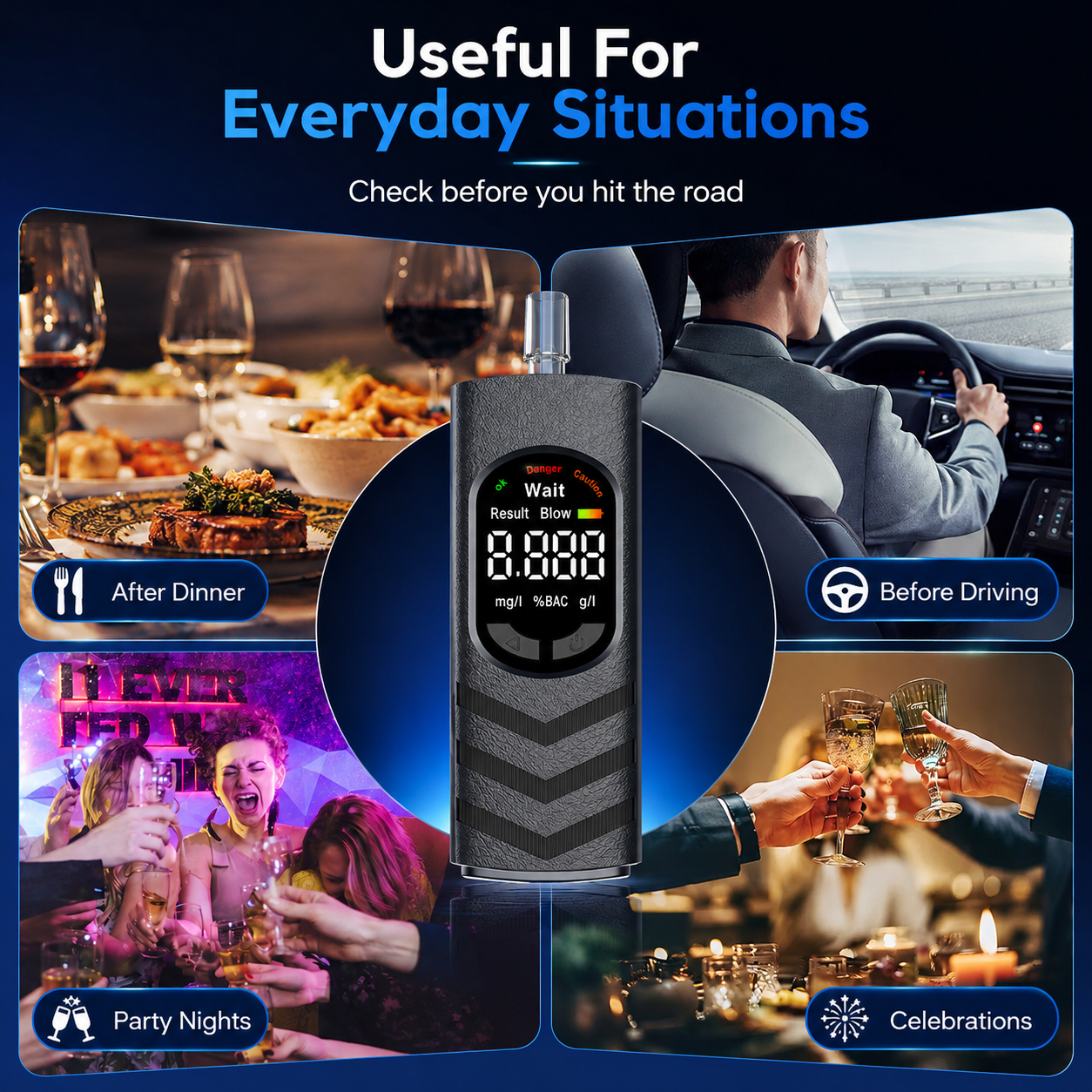 🚕Rechargeable Digital Alcohol Tester with Voice Broadcast