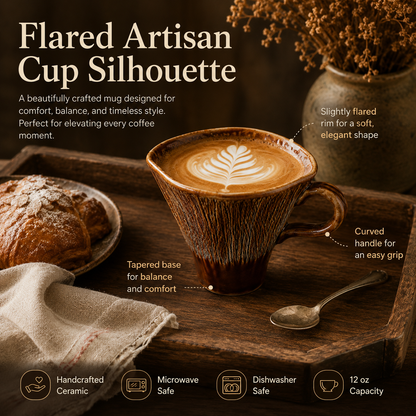 Vintage Ribbed Ceramic Coffee Cup