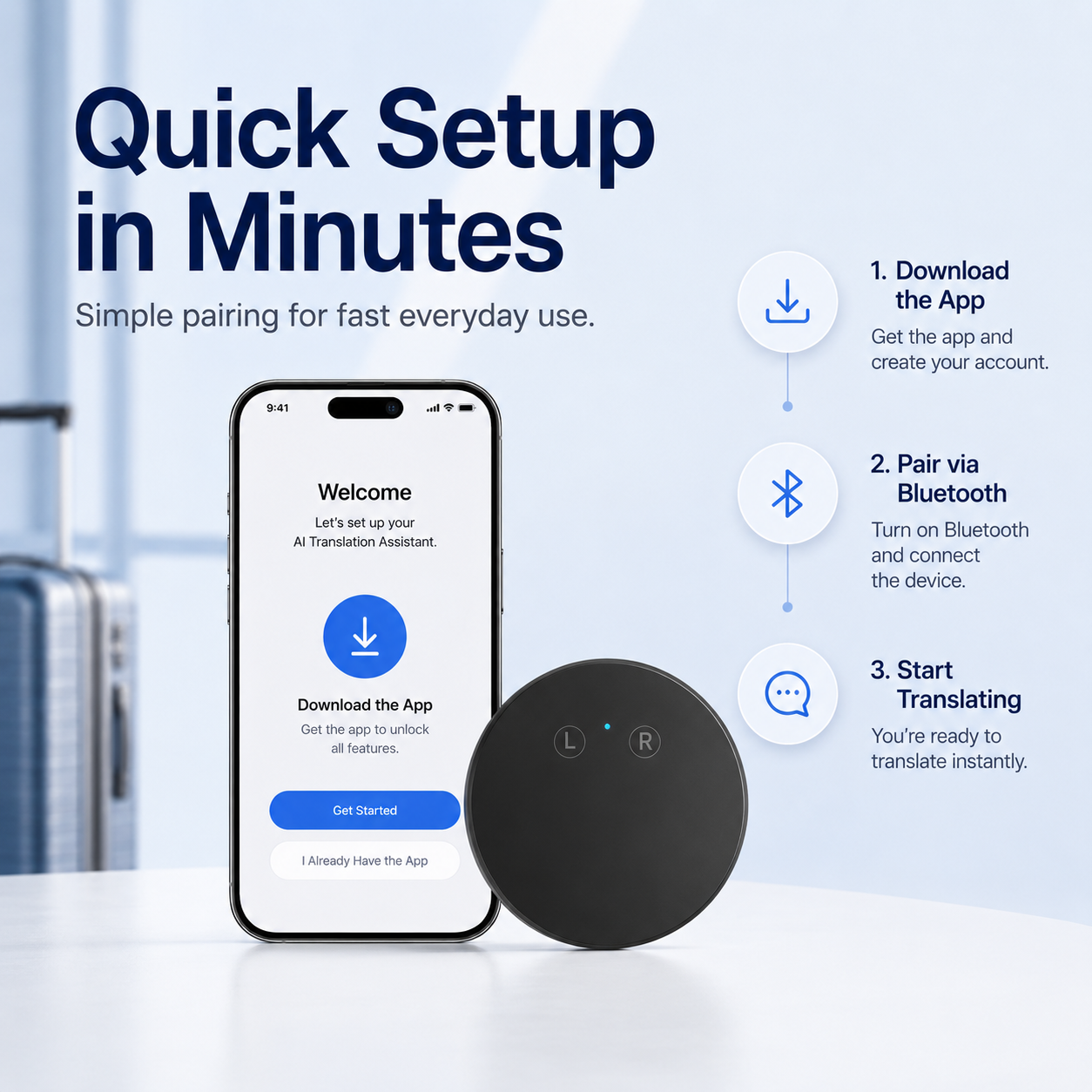 AI Language Translator Device – Real-Time Two-Way Voice Translator with Multi-Language Support
